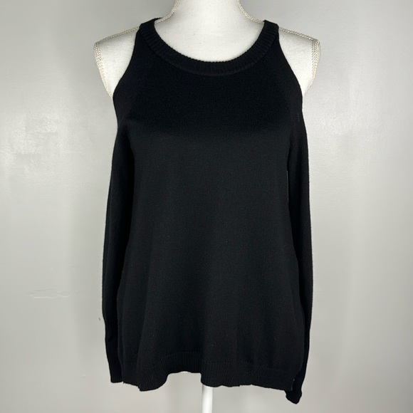 Ramy Brook 100% Merino Wool Tasha Black Cold Shoulder Sweater Sz XS - Picture 4 of 6